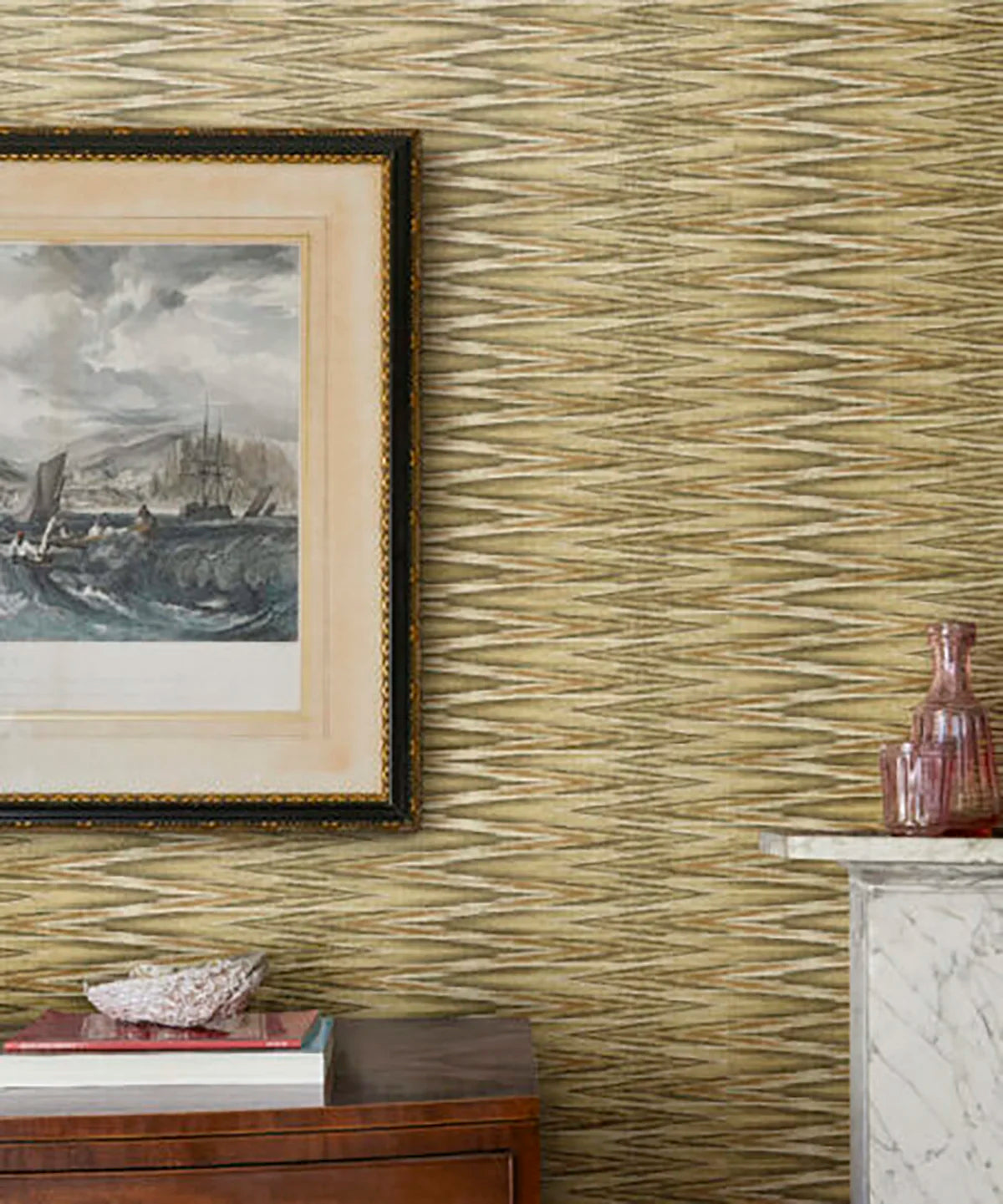 Ziggery Grasscloth Wallpaper - Umber