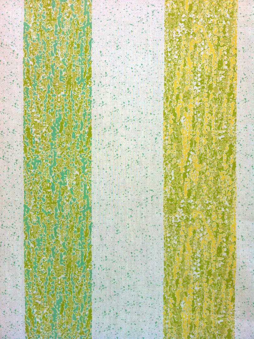 Boccanera Stripe - Aqua Yellow Chartreuse on Natural Linen