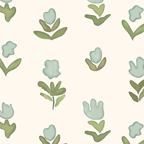 Little Wild Tulips Misty Green Wallpaper - Misty Green