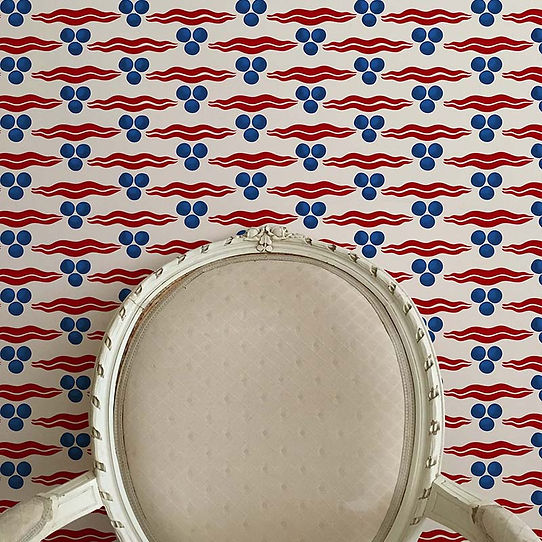Chintamani Wallpaper - White, Red, Blue