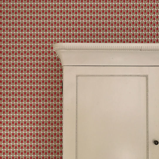 Happy People Wallpaper - Beige & Red