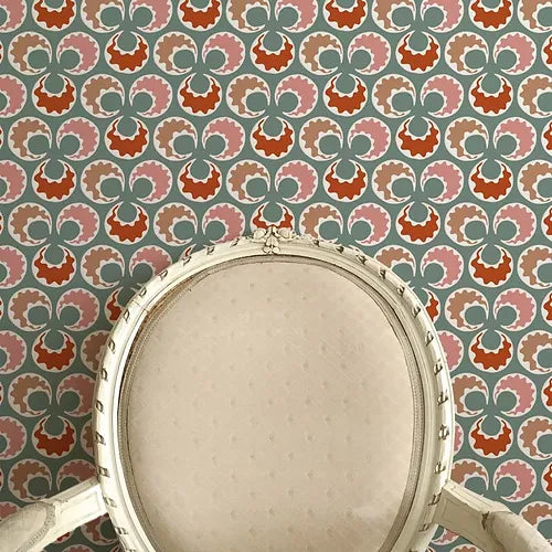 Chintamani Fun Wallpaper - Celadon & Brick