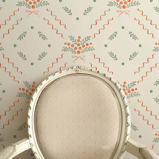 Berries And Bows Wallpaper - White