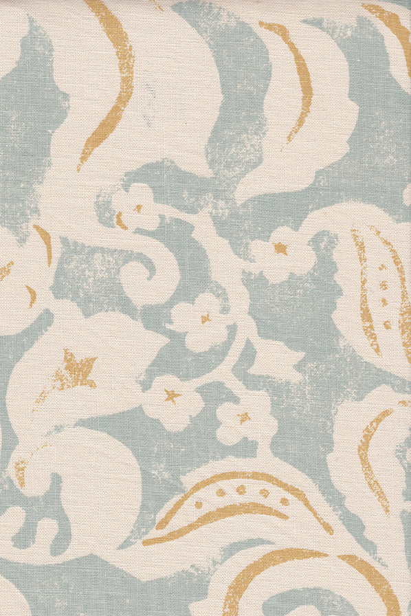 Alicante - San Juan Blue/Goldenrod on Tan Linen