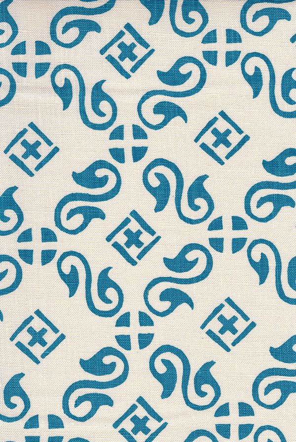 Anjar - Sapphire on Ecru Linen