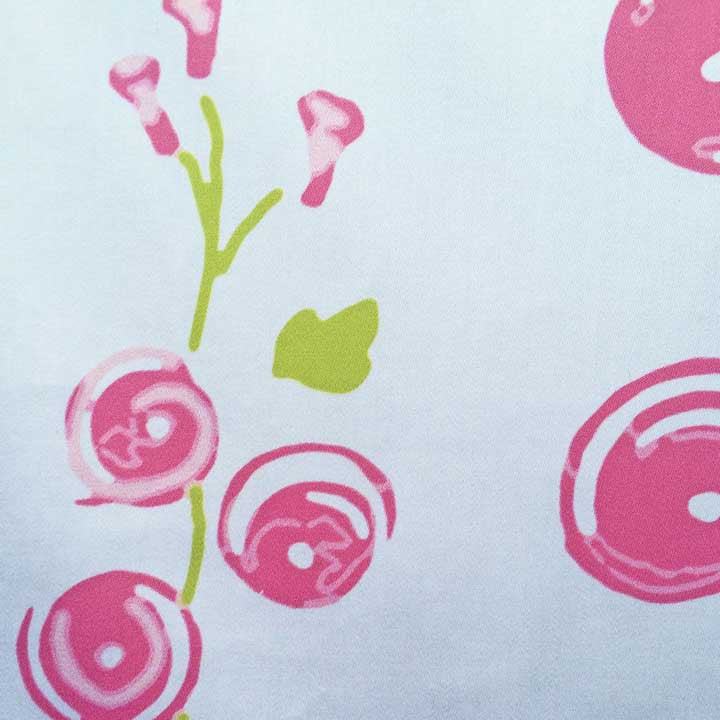 Hollyhocks - Off White Pink on Oyster White