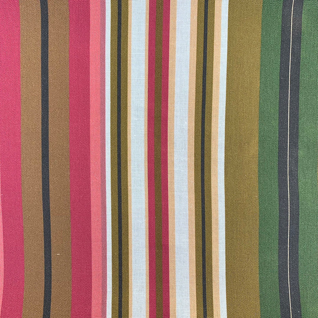 Venetian Stripe - Red Green Black on Oyster White