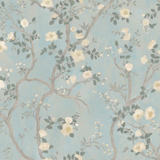 Camellia Wallpaper - Sky Blue