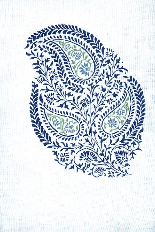 Dasara - Marine Blue Multi on Oyster Linen