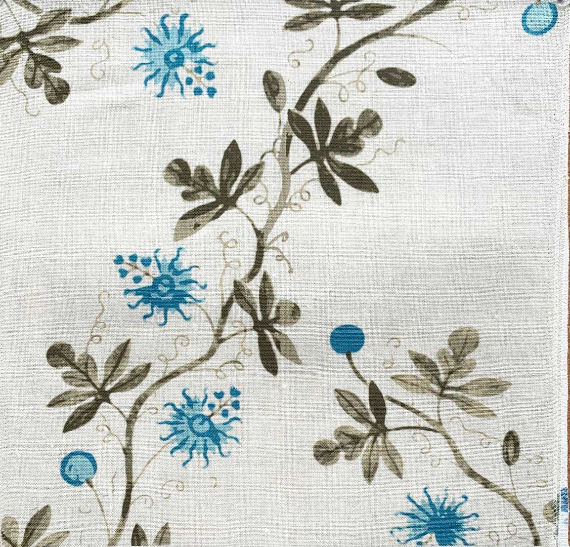 Garthwaite Vine - Blue Brown Taupe on Natural