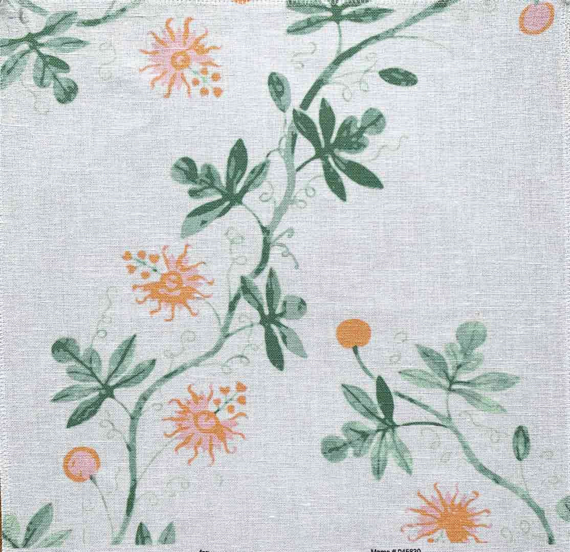 Garthwaite Vine - Orange Pink Green on Natural
