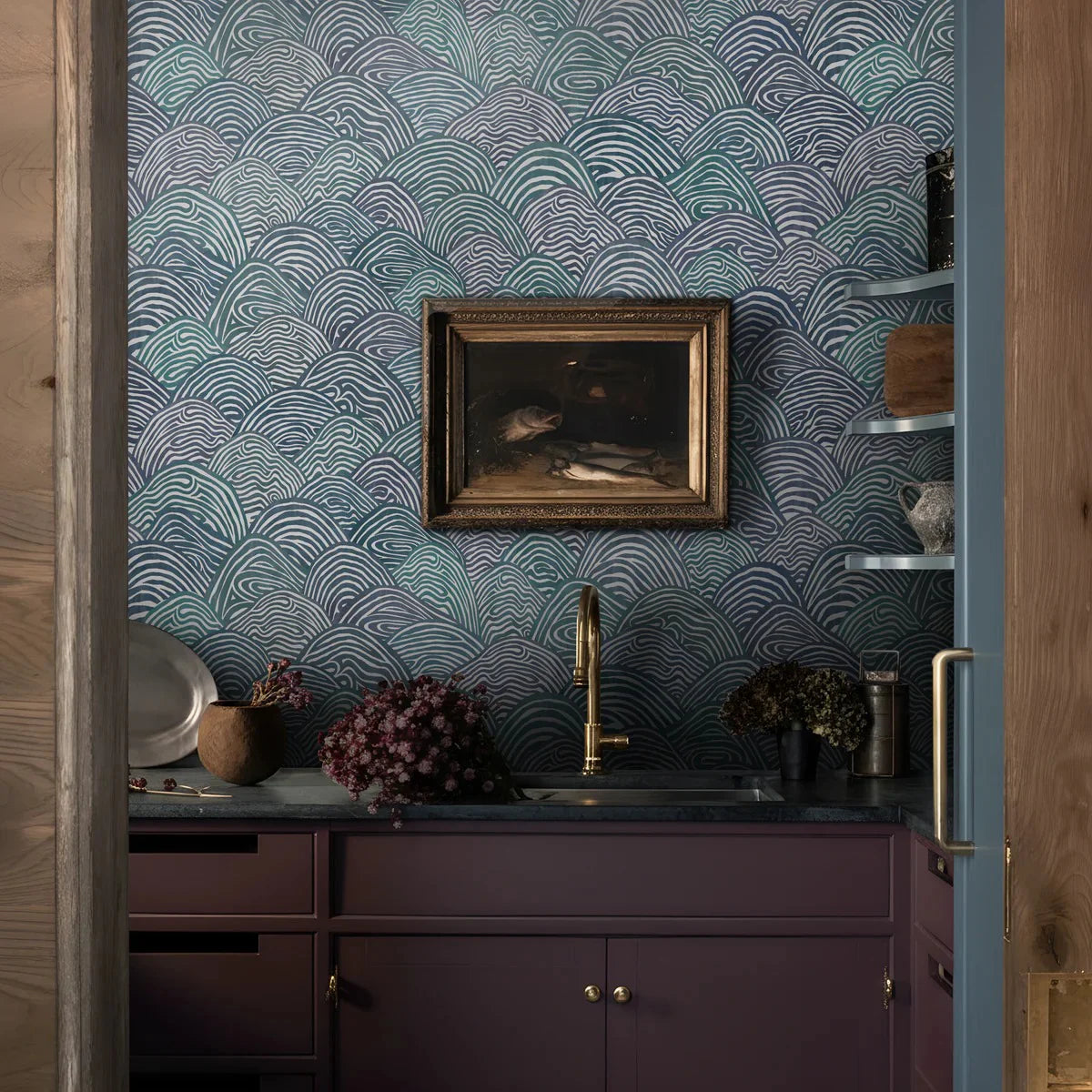 Aqua Terra Wallpaper - Shadow Blue