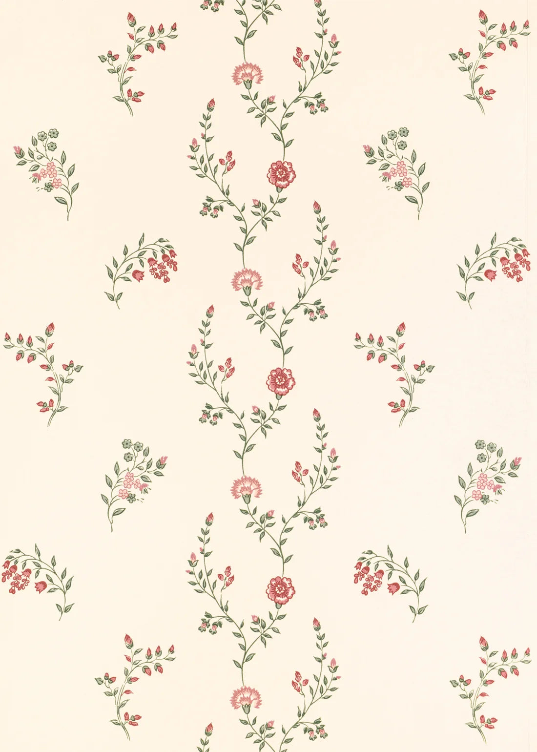Indienne Vine Wallpaper - Crimson/Rose