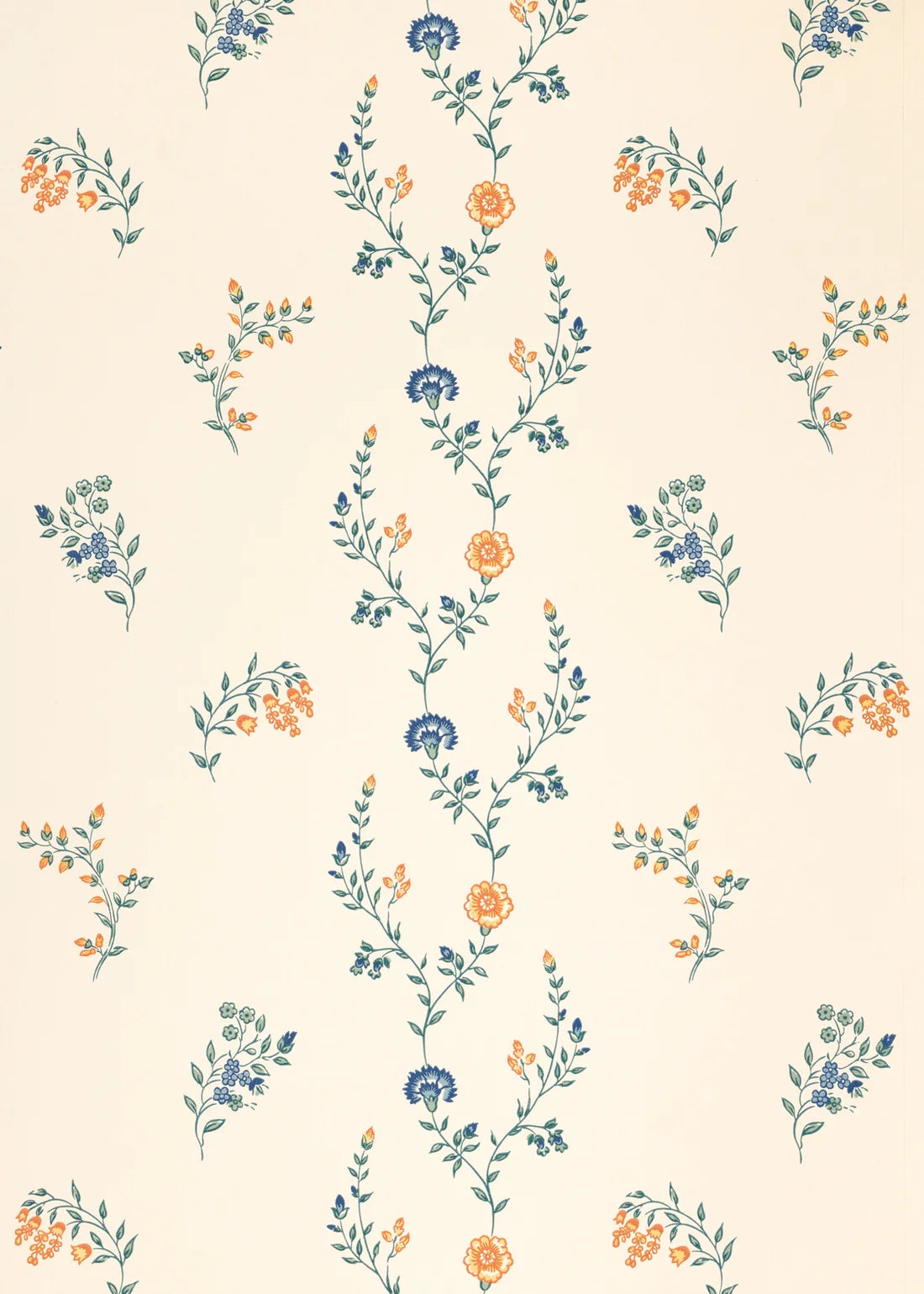 Indienne Vine Wallpaper - Marigold/Cornflower