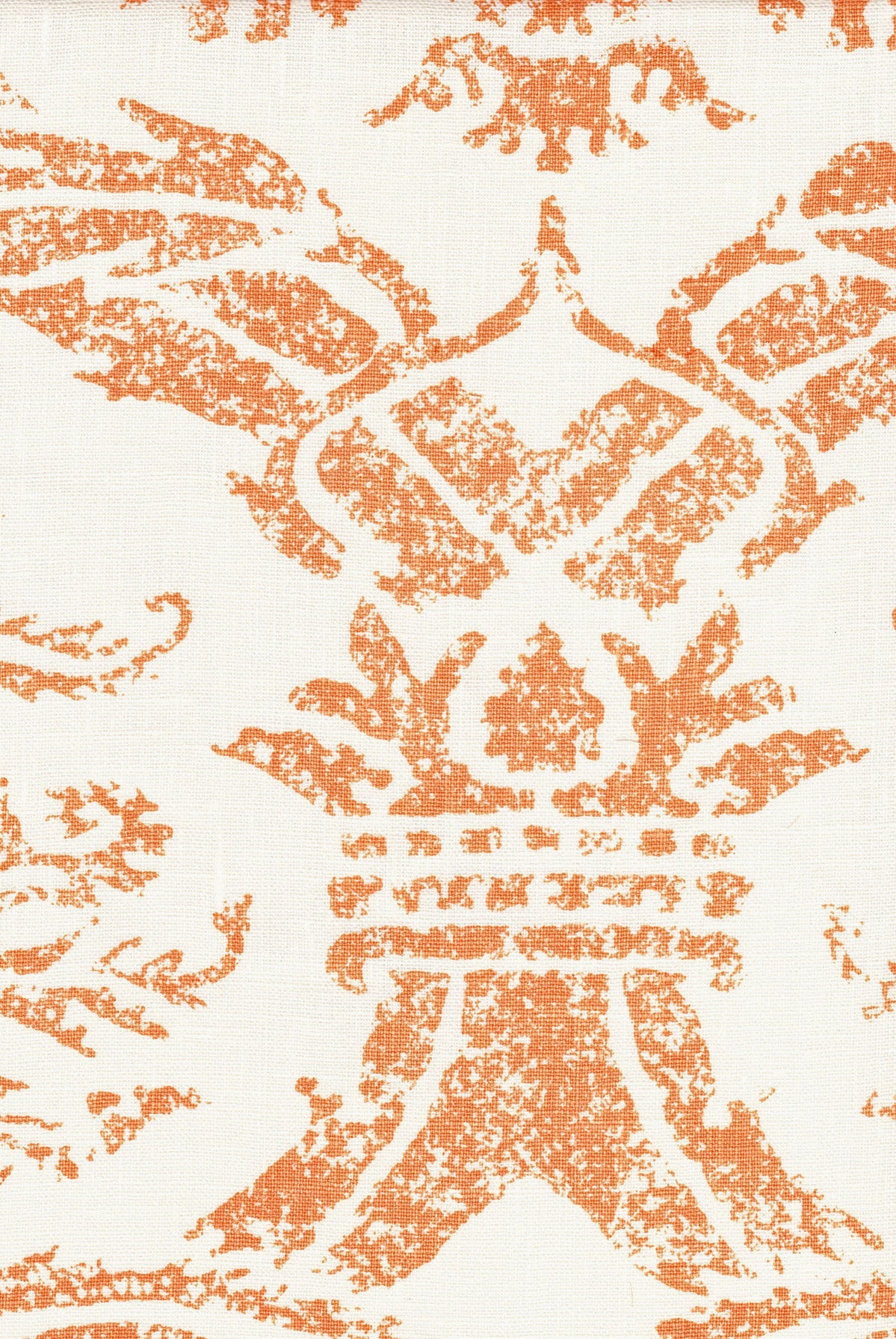Izmir - Tangerine on Ecru Linen