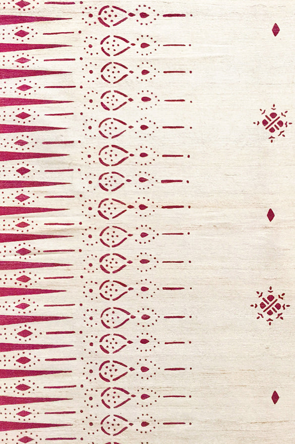 Kashmir - Ruby on Off-White Silk