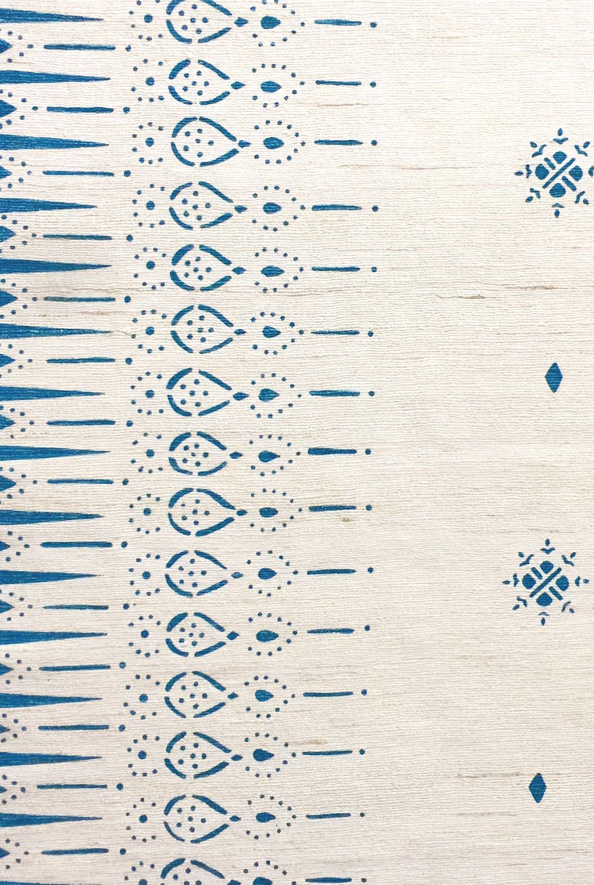 Kashmir - Sapphire on Off-White Silk