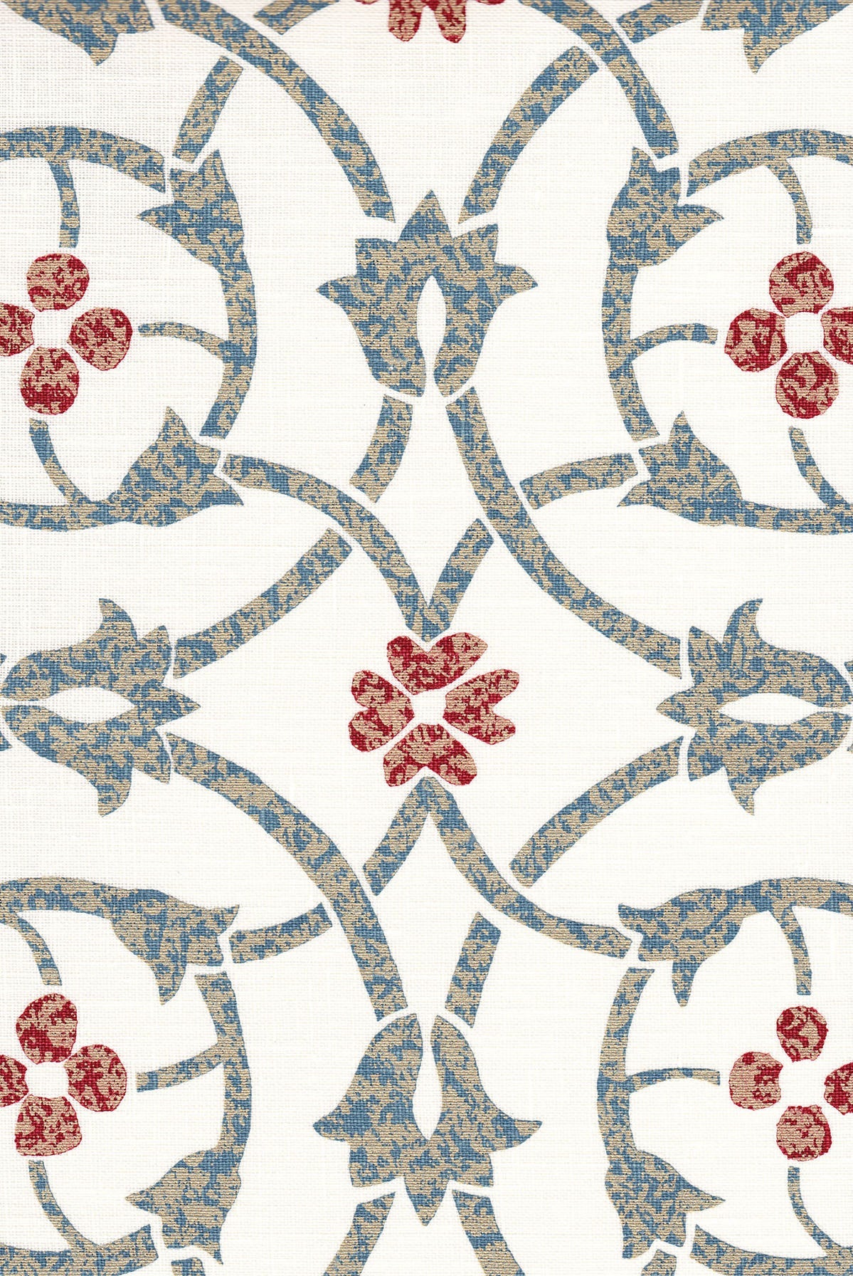 Lhasa - Sky Blue/Multi on Ecru Linen