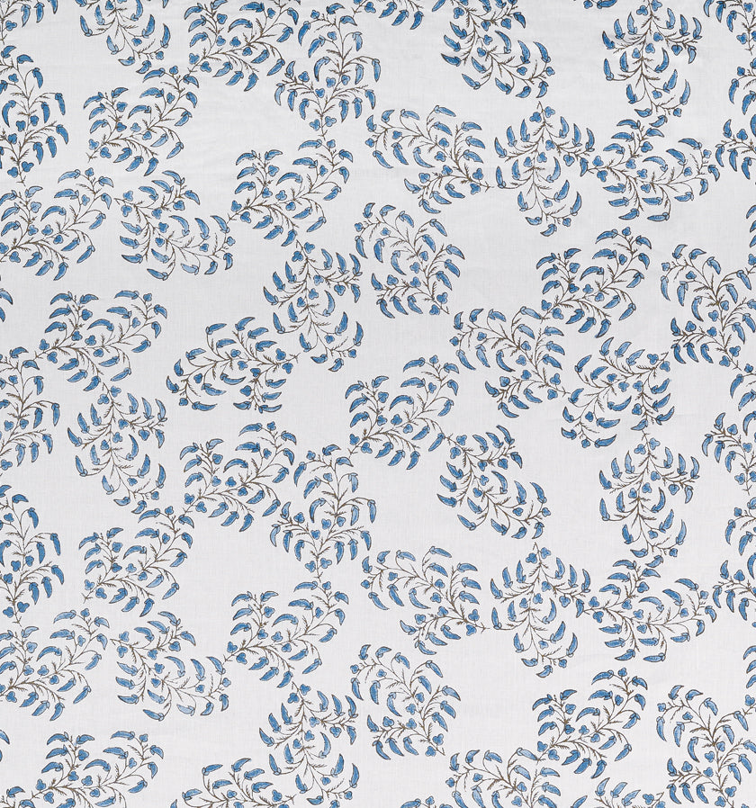 Pea Pods - Blue on White Heavy Linen