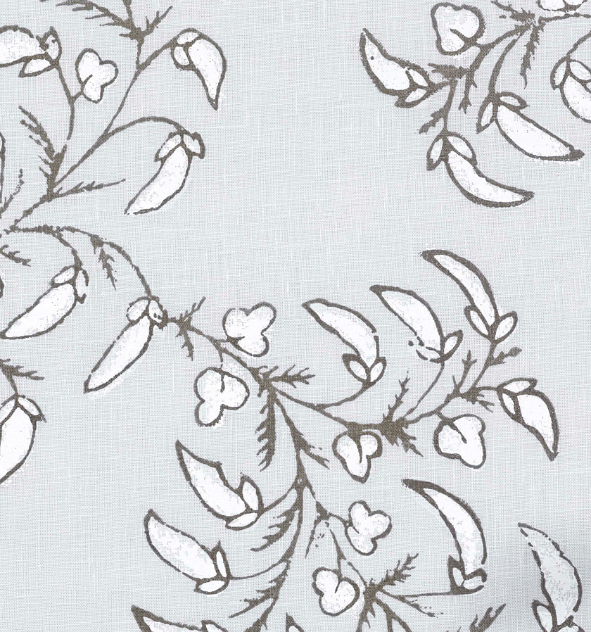Pea Pods - White on Blue Heavy Linen