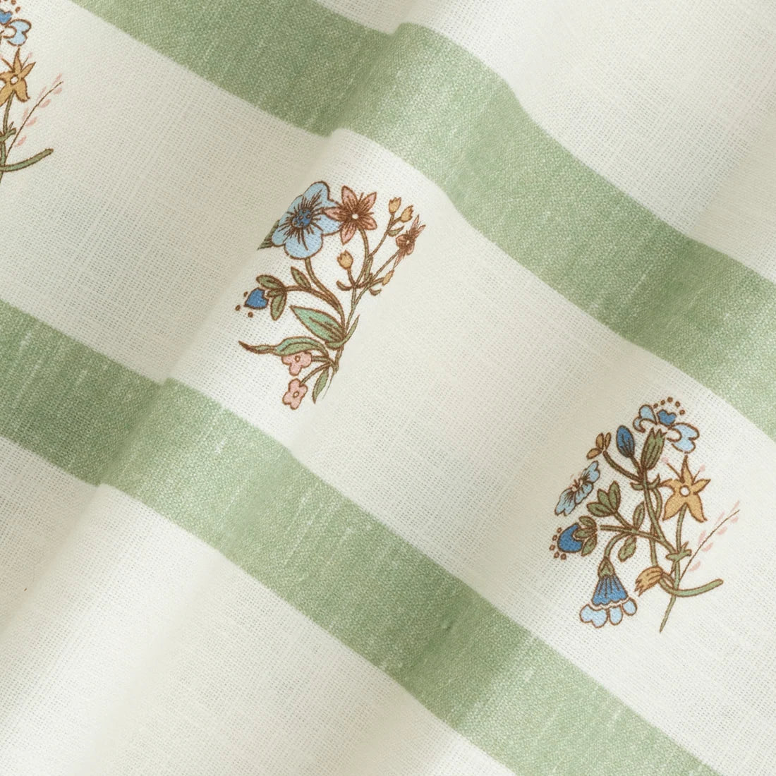Flax and Field Posy Stripe - Eucalyptus / Oyster