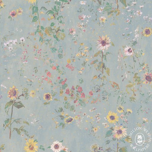 Cottage Garden Wallpaper - Morning Blue