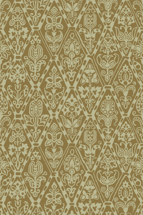 Tudor Trellis Wallpaper - Muga and Sudbury Yellow