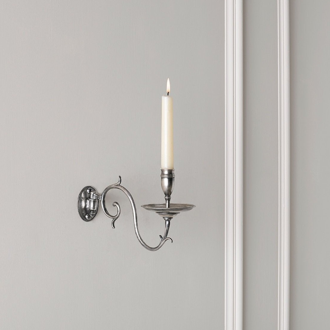 Braemore Candle Sconce, Wired, US Backplate - Antique Silver