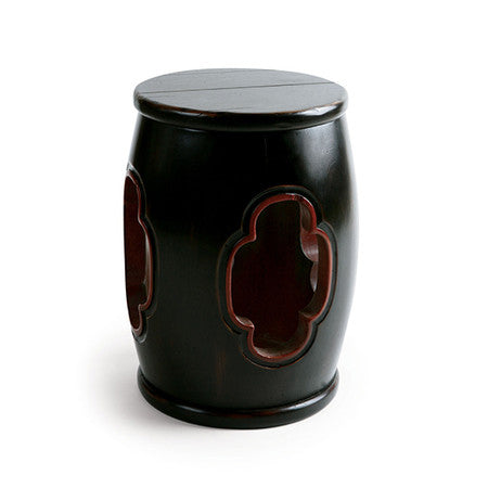 Chinese Drum Stool - #11 Ebony with red painted accents