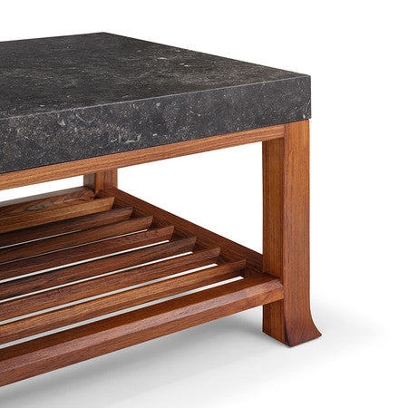 Calligraphy Coffee Table - Stone Top - #32 Oiled Teak