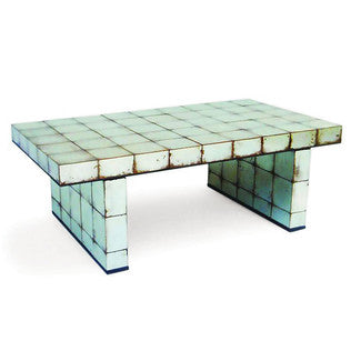 Michigan Avenue Coffee Table - Silver Leaf with Amber Clay Accents