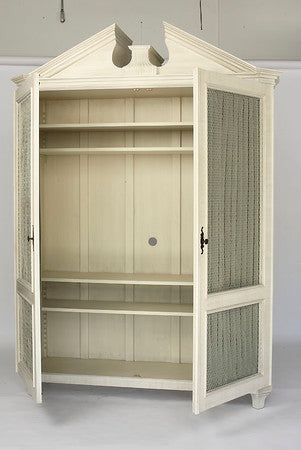 Archer Cabinet with Pediment - Butter Cream and Grey Paint