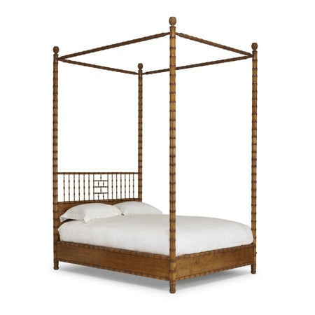 Faux Bamboo Bed - Queen 4 Post and Canopy - #29 Antiqued Bamboo