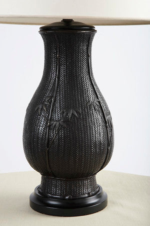 Bamboo Urn Lamp - Oiled Rubbed Bronze with Dark Ebonized Wood Base