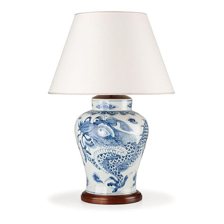 Yong Table Lamp - Blue and White Antiqued Ceramic