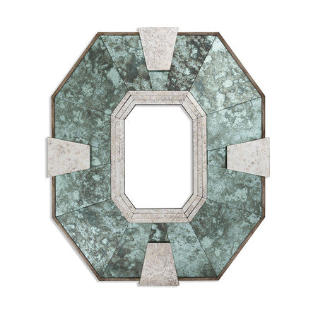 Serge Mirror - Antiqued Silver with Clear and Green Mirror