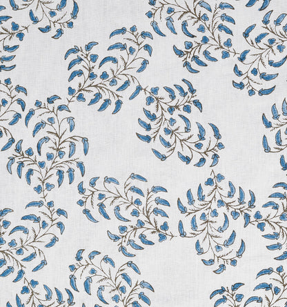 Pea Pods - Blue on White Heavy Linen