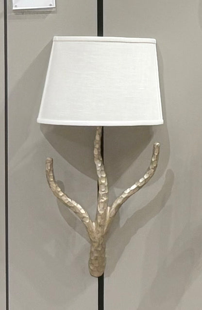 Cybil 1 Light Sconce w/Shade - Silver Metal Leaf