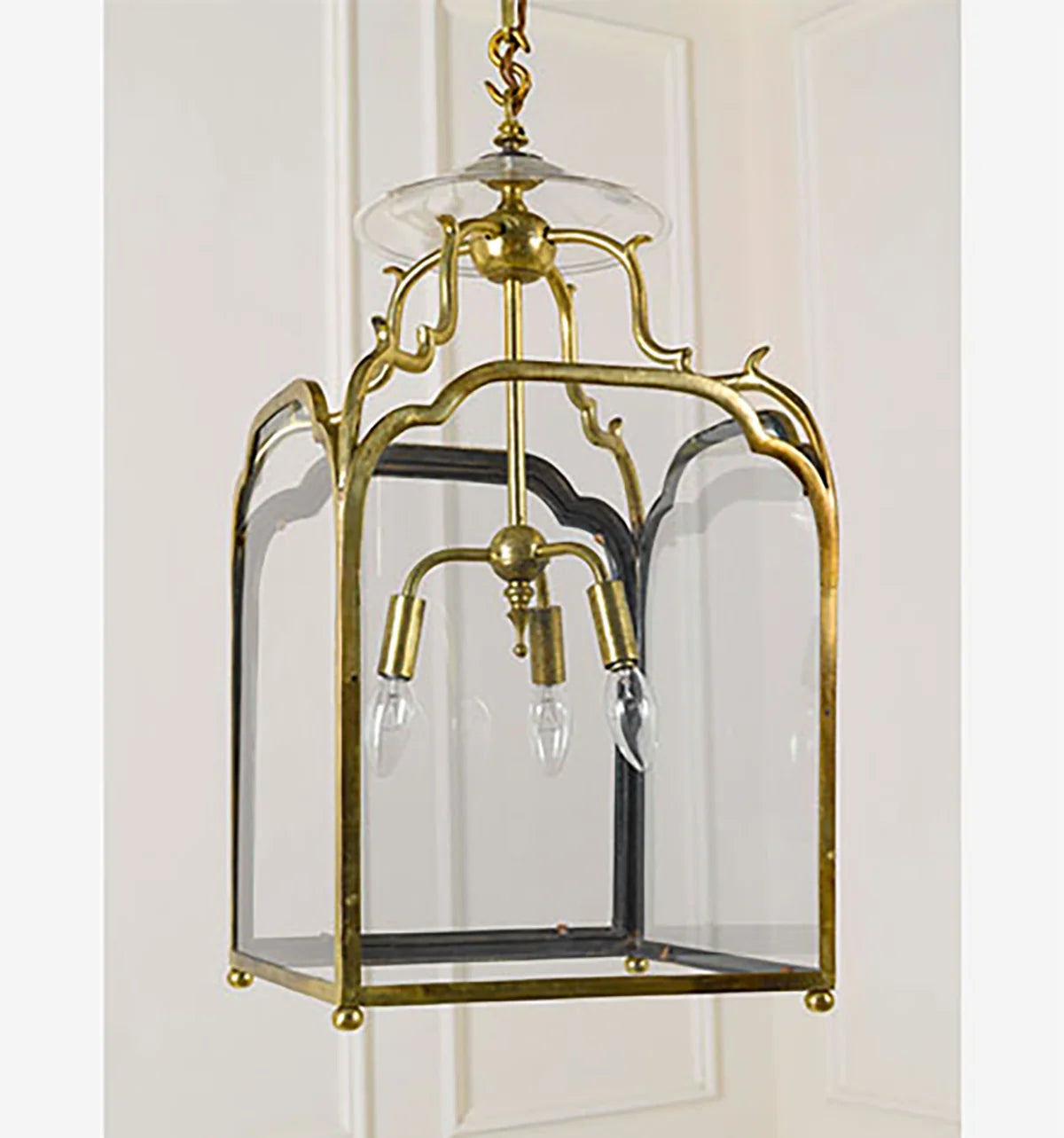 Corsham Lantern Small - Antique Brass - Downward Candles