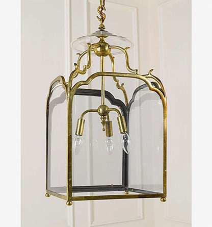 Corsham Lantern Small - Antique Brass - Downward Candles