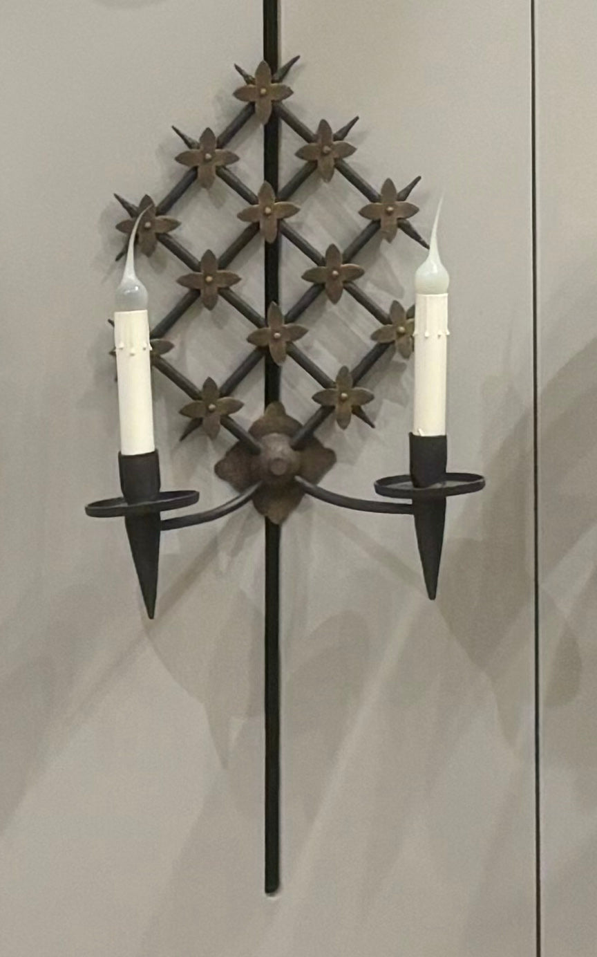 Pascale 2 Light Sconce - Black w/ Ant. Gold