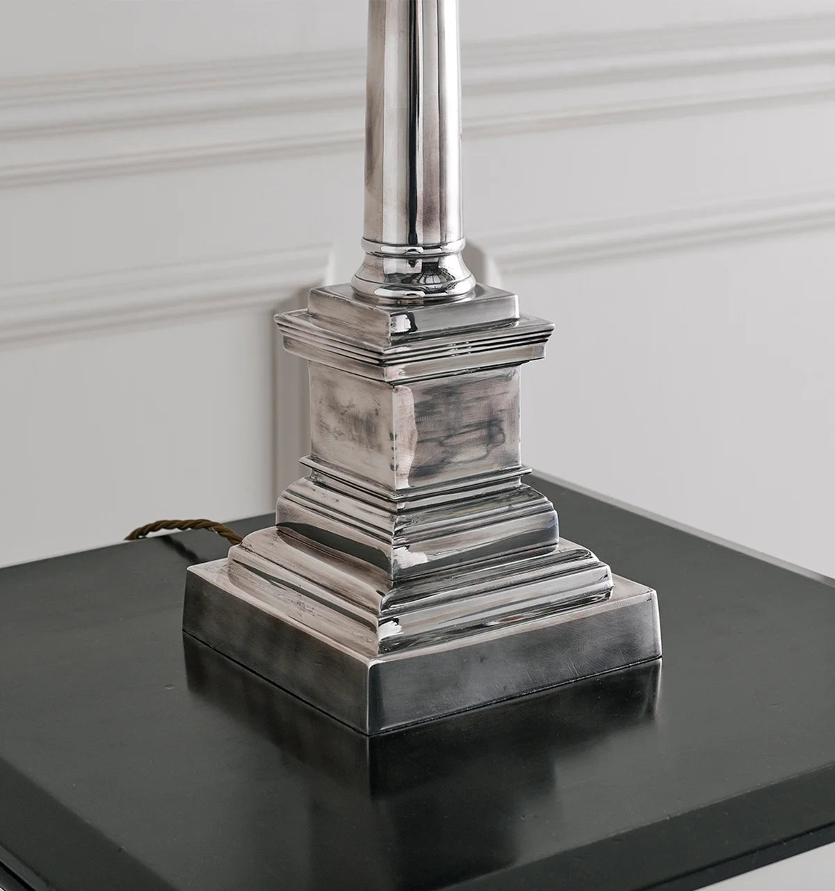 Plain Column Lamp - Antique Silver