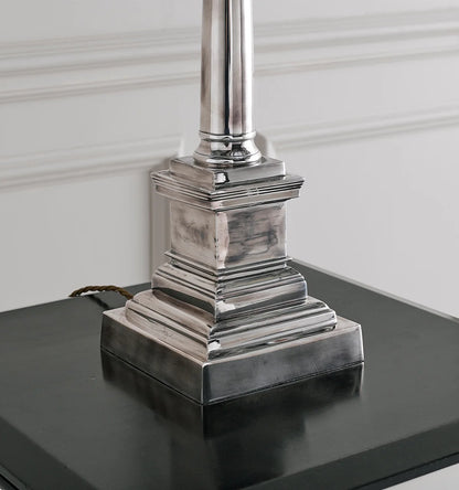Plain Column Lamp - Antique Silver