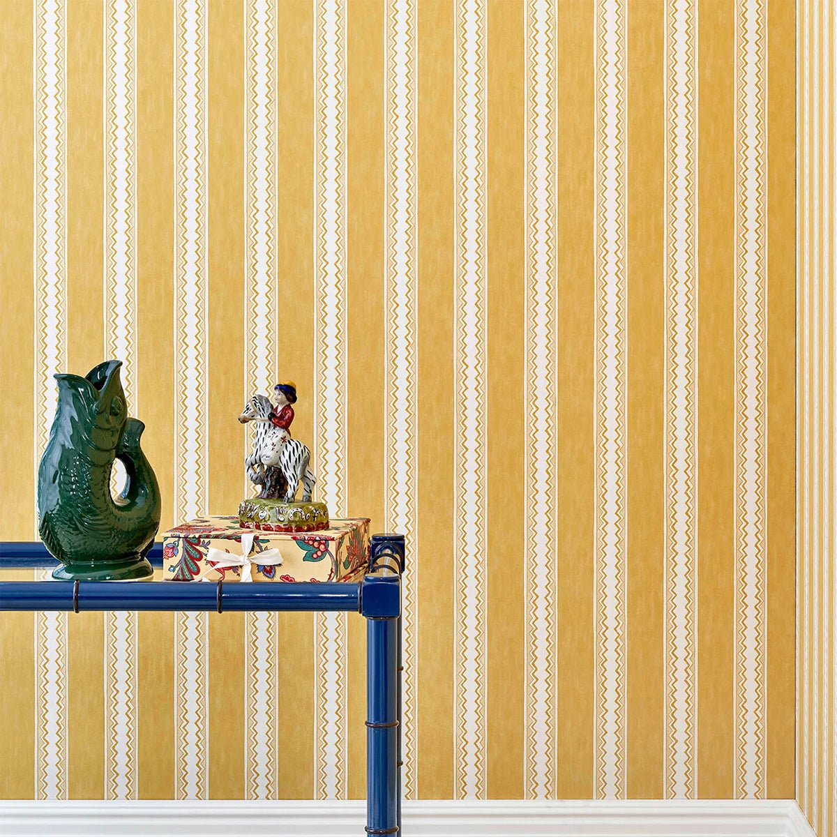 Zig Zag Stripe Wallpaper - Mustard