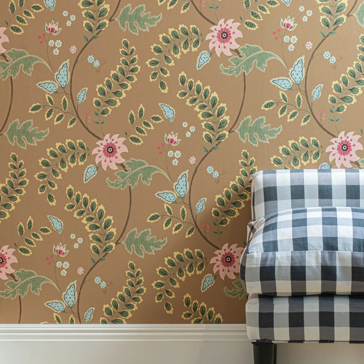 Floral Trail Wallpaper - Caramel