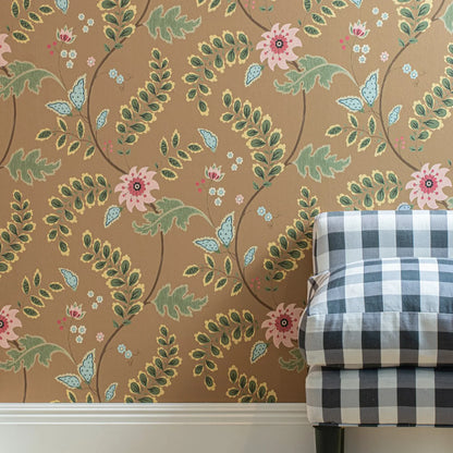 Floral Trail Wallpaper - Caramel