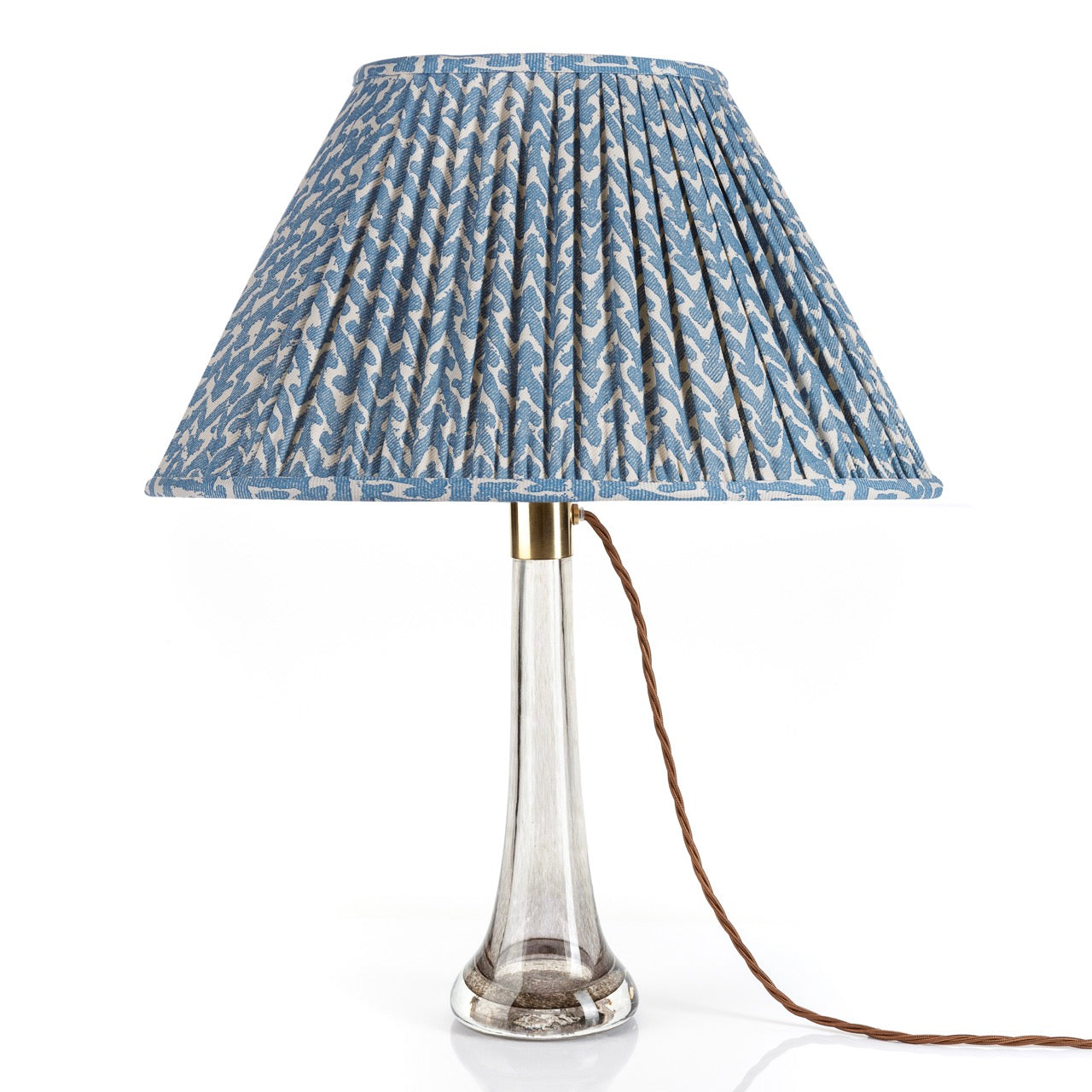16 Inch Oval Gathered Bedwyn Lampshade - Blue Rabanna