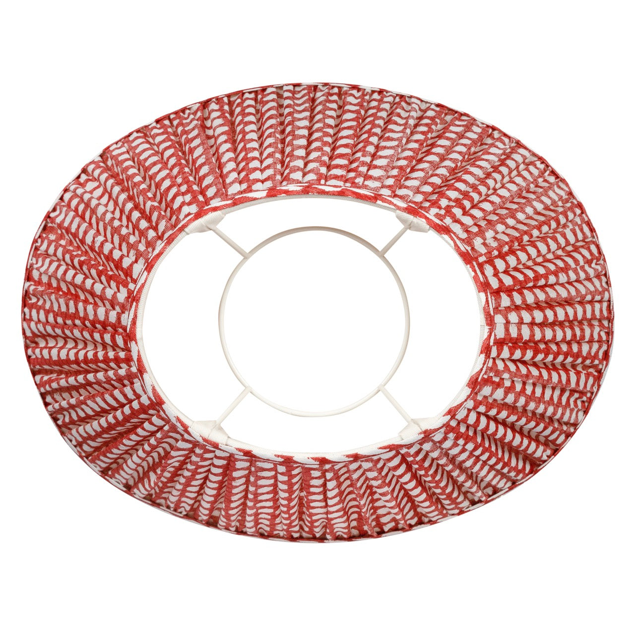 16 Inch Oval Gathered Bedwyn Lampshade - Red Wicker