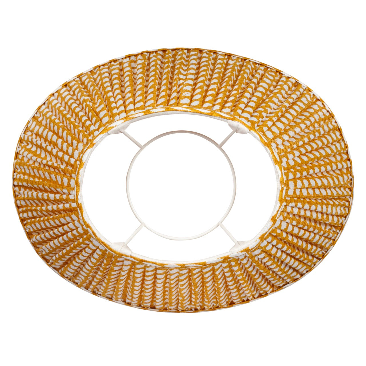 16 Inch Oval Gathered Bedwyn Lampshade - Yellow Wicker
