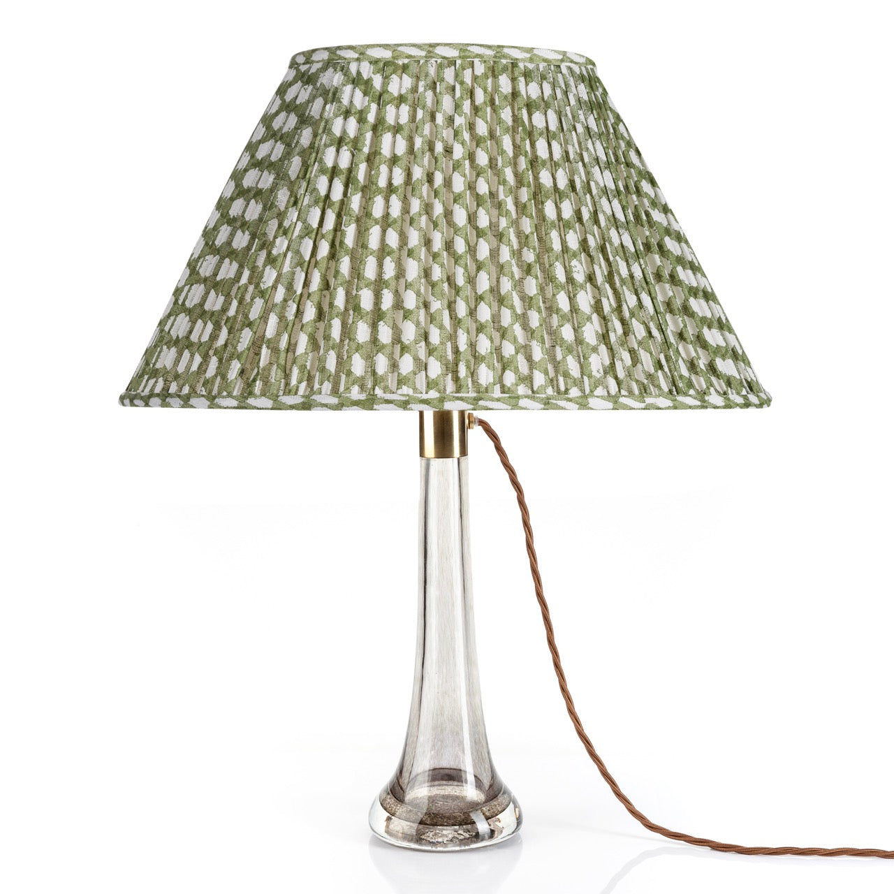 16 Inch Oval Gathered Bedwyn Lampshade - Green Wicker